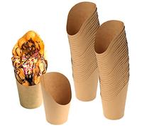 DBOO 50 Pcs 14oz Disposal Take-Out Party Frozen Dessert Supplies Baking Cakes Egg Puff Waffle French Fries Chips Ice Cream Snacks Kraft Paper Cups Holder