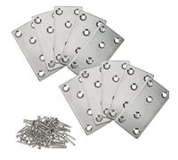 DBOO 80x40mm Stainless Steel Flat Mending Plates - Heavy Duty Flat Brackets Sleeper Brackets for Wood Furniture Repair, Garden Fences & Timber Fixing Joining Plates with 60 Free Screws (10 Pack)