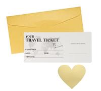 DBOO Golden Travel Ticket Scratch Reveal Card - Personalised Holiday Surprise Gift with Golden Envelope Premium 300gsm Boarding Pass for Romantic Holidays, Birthdays & Anniversary Surprises Trip Idea
