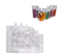 DBOO Plastic Drinks Flasks 50 Pieces Reusable Drink Pouches Travel Drink Flasks Liquor Pouch with Spout and 1 Pieces Drink Flask Funnel for Party Beverage Drinks,100/200/300/380/500 ml