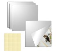 DBOO Self Adhesive Acrylic Mirror Tiles - 4pcs Shatterproof 20x20cm Sticky Mirror Sheets for Walls, Wardrobe Doors & Home Decor (2mm Thick)