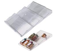 DBOO Spice Drawer Organizer - Expandable Plastic 3 Tier Kitchen Spice Drawer Insert Organiser Rack Trays (2 Pack)