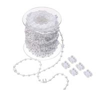 DBOO Vertical Blind Bottom Chain - 20 Meter White Vertical Blinds Chain with 5 Pieces Plastic Chain Connectors for 3.5 Inch/ 89 mm Slats
