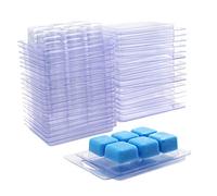 DBOO Wax Melt Molds 6 Cavity Resuable Clear Empty Plastic Wax Melt Clamshells Square for DIY Candle Soap Making (50)