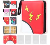 DBPBToU 4 Pocket Card Binder with 400 Pockets Trading Card Sleeves, 50 Pages 400 Pockets Trading Card Binder, Card Collection Binder with Zipper (Flammes)