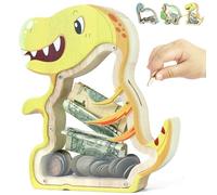 DBPBToU Dinosaur Money Box for Kids Wooden Kids Money Box Clear Money Bank for Children Piggy Banks for Kids Birthday Children's Day (Tyrannosaurus Rex)
