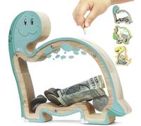 DBPBToU Dinosaur Money Box for Kids Wooden Kids Money Box Clear Money Bank for Children Piggy Banks for Kids Birthday Children's Day (Brontosaurus)