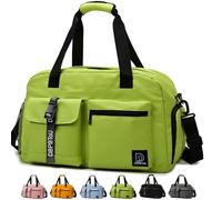 DBPBToU Gym Bag Womens Men, Gym Bag with Shoe Compartment and Wet Compartment, Waterproof Duffle Bag, Portable Overnight Bags Travel Bag (Green)