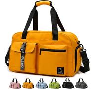 DBPBToU Gym Bag Womens Men, Gym Bag with Shoe Compartment and Wet Compartment, Waterproof Duffle Bag, Portable Overnight Bags Travel Bag (Orange)