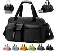 DBPBToU Gym Bag Womens Men with Two Ventilation Holes, Gym Bag with Shoe Compartment and Wet Compartment, Waterproof Duffle Bag (Black)