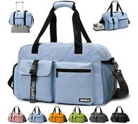DBPBToU Gym Bag Womens Men with Two Ventilation Holes, Gym Bag with Shoe Compartment and Wet Compartment, Waterproof Duffle Bag (Blue)