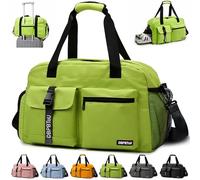 DBPBToU Gym Bag Womens Men with Ventilation Holes (Green) | Gym Bag with Shoe Compartment and Wet Compartment, Waterproof Duffle Bag