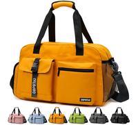 DBPBToU Gym Bag Womens Men with Ventilation Holes (Orange) | Gym Bag with Shoe Compartment and Wet Compartment, Waterproof Duffle Bag