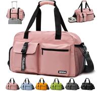 DBPBToU Gym Bag Womens Men with Ventilation Holes (Pink) | Gym Bag with Shoe Compartment and Wet Compartment, Waterproof Duffle Bag