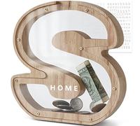 DBPBToU Money Box for Kids Piggy Bank, Personalised Wooden Letter Money Box for Birthday Gift/Home Decoration/Keepsake (S)