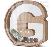 DBPBToU Money Box for Kids Piggy Bank, Personalised Wooden Letter Money Box for Birthday Gift/Home Decoration/Keepsake (G)