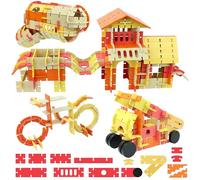 DBPBToU Wooden Building Blocks for Kids 238 psc Montessori Construction Toys for 3 4 5 6 7 8 Years Gift for Boys Girls (Warm Colours)