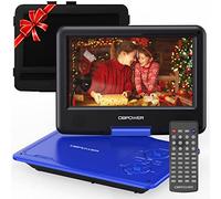 DBPOWER 11.5" Portable DVD Player, 5-Hour Built-in Rechargeable Battery, 9" Swivel Screen, Support CD/DVD/SD Card/USB, with Remote Control, 1.8M Car Charger, Power Adaptor and Car Headrest (Blue)