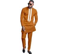DBQ African Men's Formal Clothes Dashiki Shirt and Pant Two Piece Suit Traditional Long Sleeve Outfits, 44 6, XL