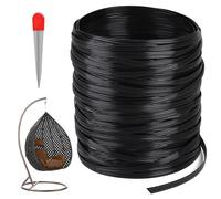 DBREAKS 65 m Plastic Woven Rattan, Flat, PE Rattan, Weaving Tool, Synthetic Rattan Repair Material, for Outdoor Rattan Furniture Repair, Rattan Chair, Table Basket (Black)