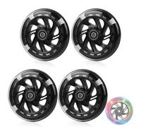 DBREAKS Luminous Stunt Scooter Wheels, 4 Pieces LED Light Wheels, 120 mm LED Scooter Replacement Wheels with ABEC 9 Bearings, Hardness 88A, Suitable for All Kinds of Scooters (Black)