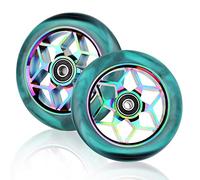 DBREAKS Pack of 2 Replacement Scooter Wheels 110 mm, Stunt Scooter Wheels | 110 x 24 mm scooter wheels with aluminium alloy rims, with ABEC-9 bearings, hardness 88A, suitable for all kinds of scooters
