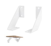 DBREAKS Pack of 2 Shelf Board Brackets, Wall Brackets, White Trapezoidal, Shelf Brackets, Metal, Shelf Brackets, Heavy Duty, for Bookshelves, Cupboard Shelves, Bathroom Shelves, Flower Shelves, 10 cm