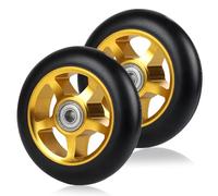 DBREAKS Replacement Scooter Wheels 100 mm, Stunt Scooter Wheels, Gold, Pack | 100 x 24 mm scooter wheels with aluminium alloy rims, with ABEC-9 bearings, hardness 88A, suitable for all kinds of scooters