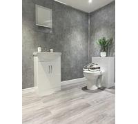 DBS Bathroom Grey Concrete Gloss PVC Bathroom Panels Shower Wet Wall Kitchen Cladding (8 Panels)