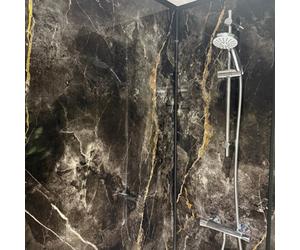 Dbs Bathrooms Black Gold Marble Pvc Shower Wall Panel 1M X 2.4M