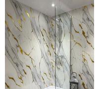 Dbs Bathrooms Gold White Marble Pvc Shower Wall Panel 1M X 2.4M