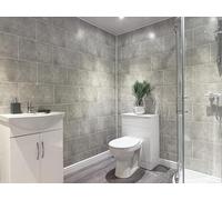 DBS Bathrooms Grey Brick Grout Line Tile Effect PVC Bathroom Wall Panels, Shower Wet Wall, Kitchen Cladding (24 Panels)