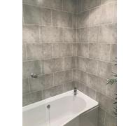 DBS Bathrooms Grey Brick Grout Line Tile Effect PVC Bathroom Wall Panels, Shower Wet Wall, Kitchen Cladding (7 Panels)