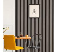 DBS Bathrooms Premium Acoustic Slat Wall Panel Luxury Wood Veneer Finish 2400mm x 600mm (Grey Oak)