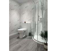 DBS Bathrooms White Marble Matt PVC Bathroom Wall Panels, Shower Wet Wall, Kitchen Cladding (5 Panels)