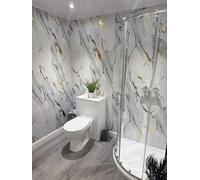 DBS Gold White Marble 8mm Bathroom Panels Shower Wall PVC Cladding (9 Panels)