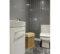 DBS Grey Sparkle Chrome Bathroom PVC Cladding Ceiling Shower Wet Wall (8 Pack)