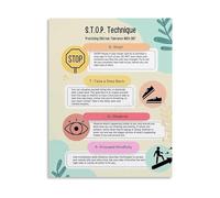 DBT Distress Tolerance Skills Educational Poster Mindfulness Technique Canvas Print Wall-Art for Office Living Room Bedroom Decor(Framed,08x12inch(20x30cm))