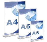 DBTW 3 Pcs T-Shaped Clear Sign Holder, Acrylic A4 A5 A6 Table Display Stand