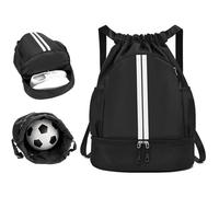 DBTW Black Unisex Drawstring Backpack, Oxford Cloth Drawstring Bags, Water Resistant String Sackpack, Aesthetic Sackpack, Backpack Swimming Bag, Gym Bag With Shoe Compartmen for Gym Shopping Sport