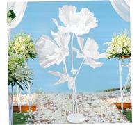 Dbvnnsy 1 Set Giant 55 Inch Flowers with 3 Flower Heads & Base, Bendable DIY Flower Wedding Decorations for Backdrop, Photography and Party Decor, White
