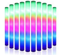 Dbvnnsy 10PCS LED Foam Glow Sticks with 3 Modes, Colorful Light-Up Foam Batons for Concerts, Weddings, Raves, Halloween & Glow-in-the-Dark Events
