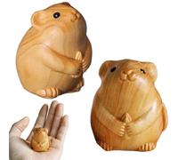 Dbvnnsy 2PCS Cute Wooden Mouse Figurines, Handcrafted Miniature Animal Ornaments 1.3x1.2x1.6 for Home, Desktop, Shelf & Zodiac Decoration