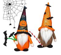 Dbvnnsy 2PCS Halloween Gnomes Plush Decorations Halloween Gonk with Bat Spider Web Pumpkin Cute Faceless Doll for Indoor Table Tiered Tray Home Decor