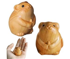 Dbvnnsy 2PCS Mini Wooden Mouse Figurines 1.3x1.2x1.6in Cute Zodiac Animal Desktop Decor for Shelf, Kids Room, Office, Birthday, Decorative Ornament