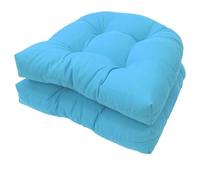 Dbvnnsy 2PCS Outdoor Chair Cushions, 19x19 Inch U-Shaped Patio Seat Cushions, Tufted Overstuffed Rocking Chair Cushion for Garden, Patio and Rattan Chairs in Light Blue