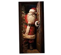 Dbvnnsy 3x6.5ft Christmas Santa Claus Hanging Banner Decor, Polyester Festive Xmas Santa Background Door Cover for Home Front Door Holiday Window Entrance