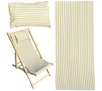 Dbvnnsy 45.2x17 Folding Sling Chair Replacement Fabric with Pillowcase, Green & White Stripe Patio Chair Sling Cover for Beach, Balcony & Garden