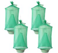 Dbvnnsy Fly Trap 4 Pack Reusable Hanging Fly Catchers with Pots, Outdoor & Indoor Waterproof Insect Traps for Garden, Farms, Parks, Restaurants, Greenhouse, Patio, Tying Cage (Green)