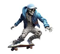 Dbvnnsy Halloween Ornaments Skeleton Figurines, Resin Skateboard Cool Skeleton Figurines 2023 New Small Skull Skeleton Decor for Halloween Party Office Crafts